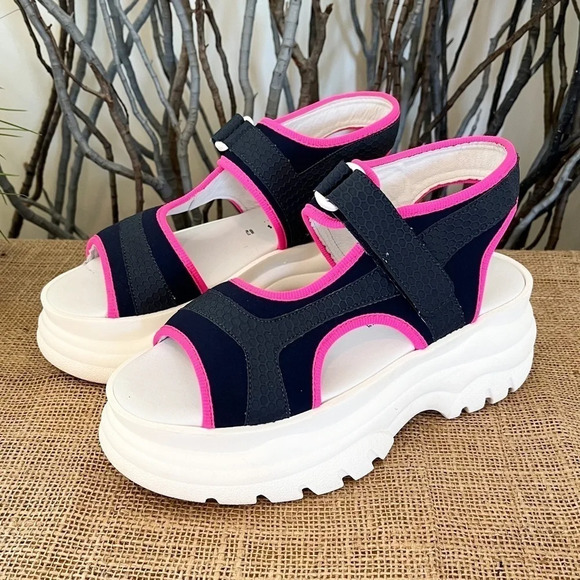Joshua Sanders Fuxia Spice Scuba Pink Platform Sandals - Picture 6 of 15